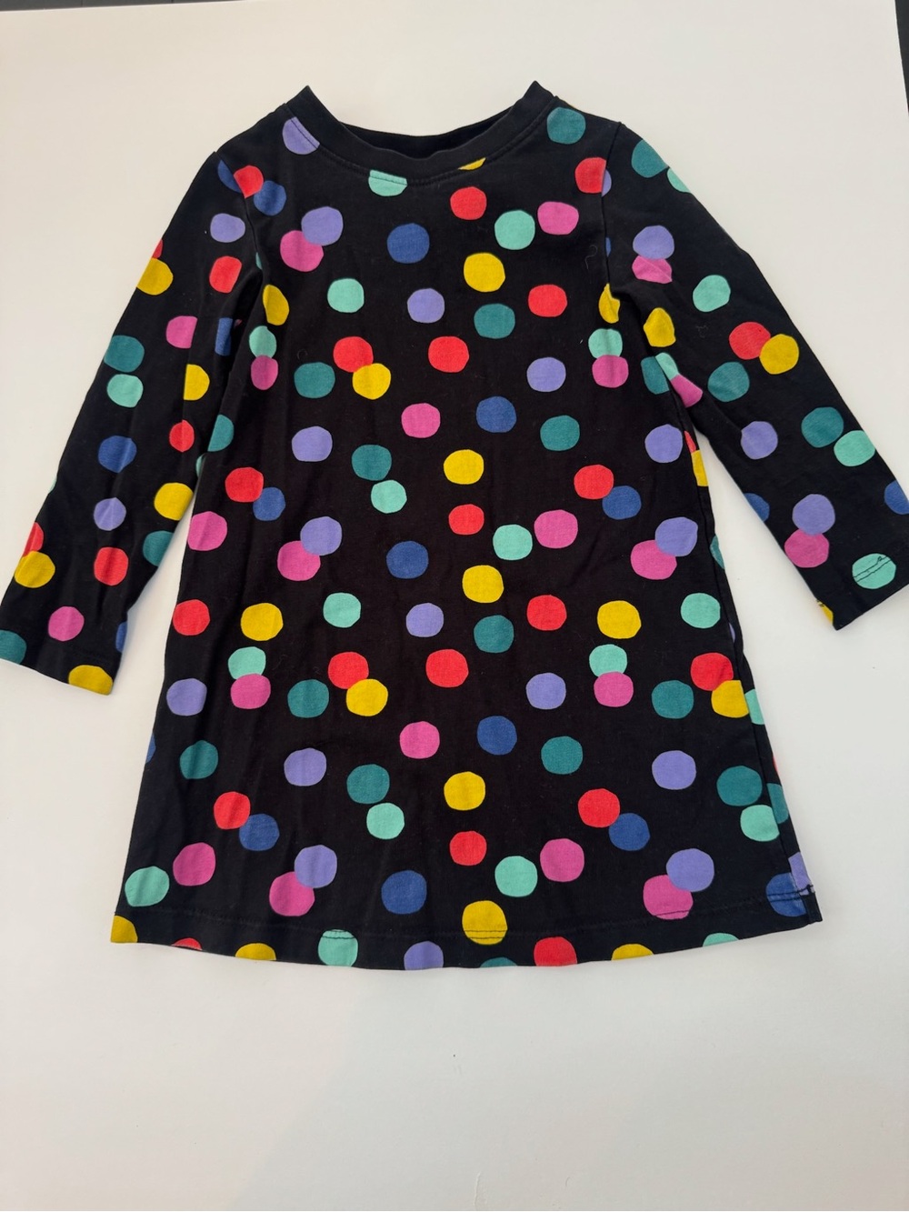 Hanna Andersson Black Dress with Multicolor Polka Dots